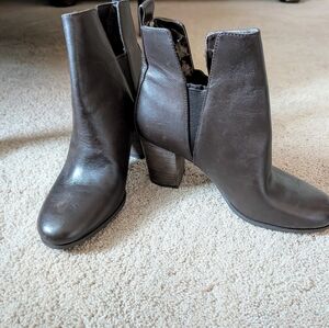 Cole Haan Grand.OS Brown Leather Ankle Boots – Size 5.5B Chunky Block Heel